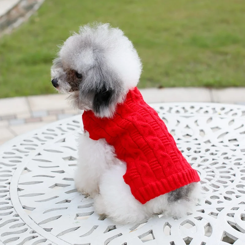 Домашняя собака ручной работы твердый трикотаж свитер одежда осень зима теплый свитер для маленьких средних футболка для собак одежда