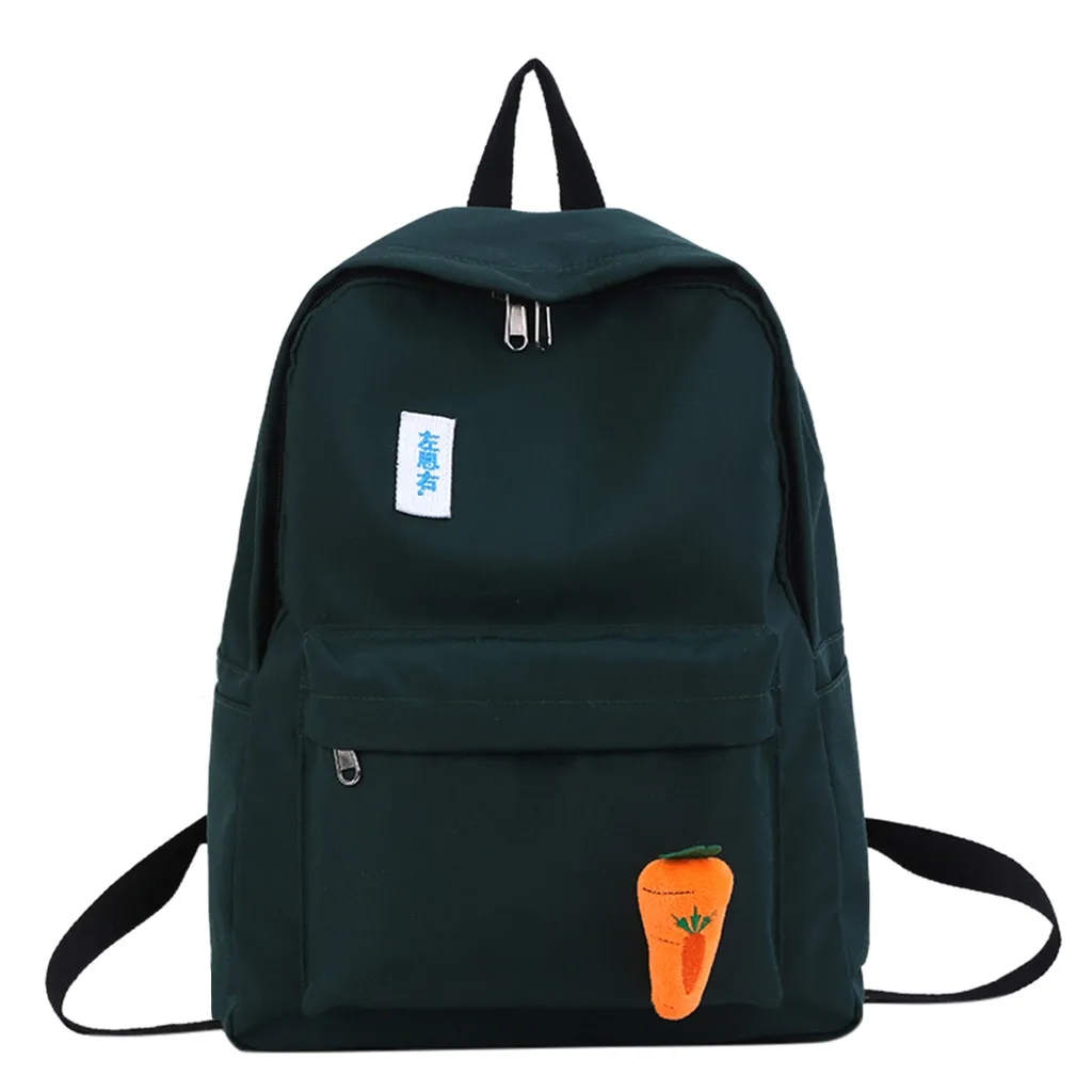 Backpack Female Casual Simple Student Canvas Backpack Vintage Sense Girl Bag#35 - Цвет: Green