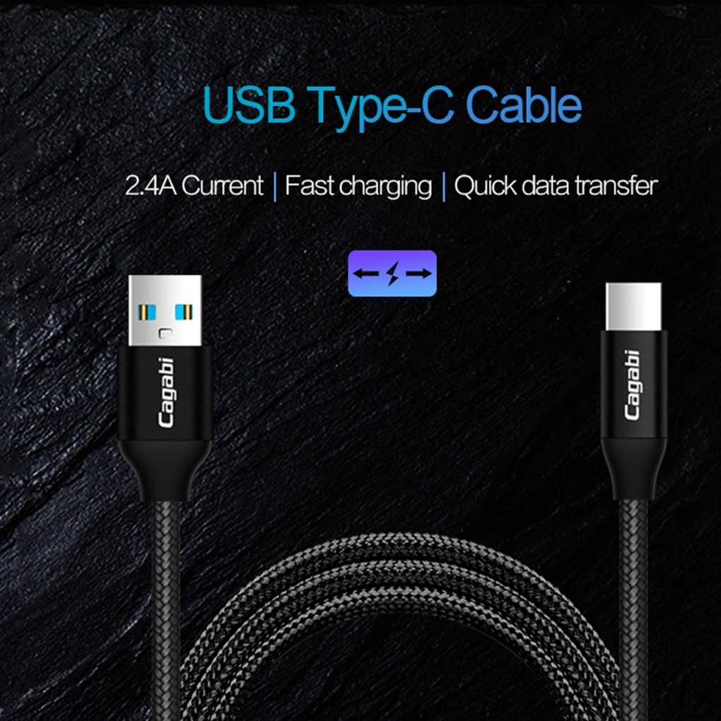 Cagabi 2.4A в настоящее время быстрой зарядки Quick данных Передача USB Тип C кабель