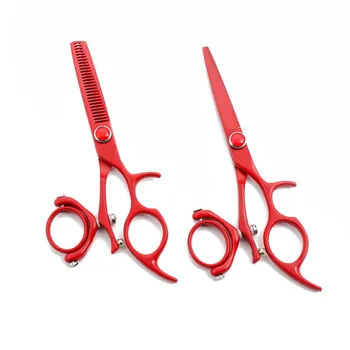 

5.5 Inch Red flying shears Rotary handle Hairdressing Cutting Scissors Thinning Shears Salon Barbers JP440C Hair Tesouras