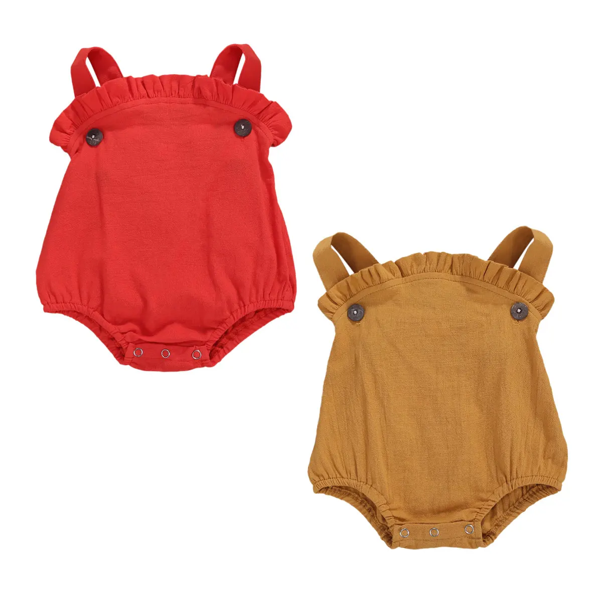 2020 Summer Toddler Girls Boys Solid Color Ruffle Boat Collar Romper Baby Sleeveless Suspender Jumpsuits 0-12M Clothing | Детская одежда