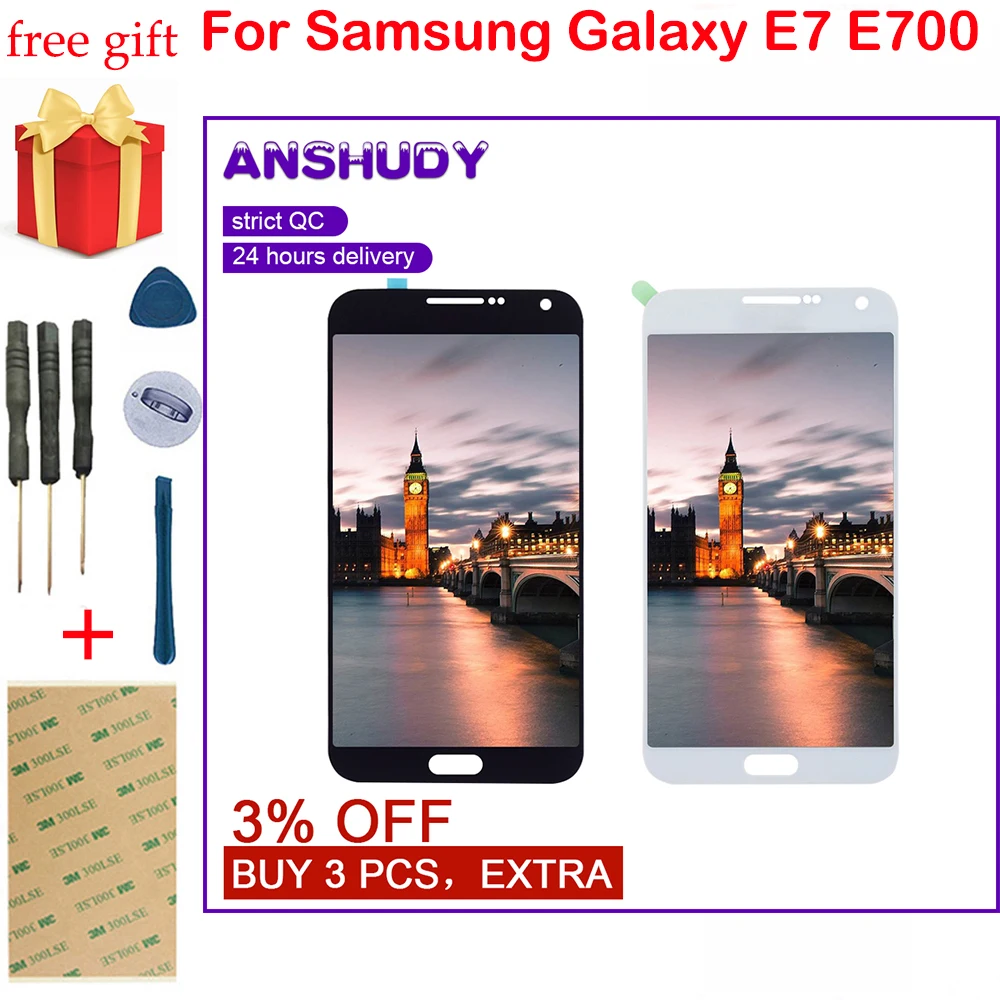 E700F ЖК экран E700 Дисплей сенсорный дигитайзер сенсор стекло в сборе для Samsung Galaxy E7
