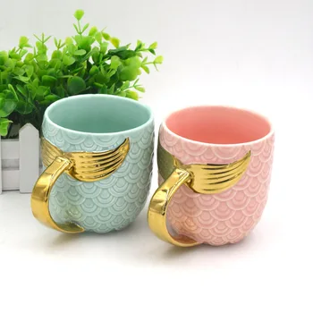 

Golden Mermaid Tail mug coffee mug Ceramic Mug with Handle Creative Tea Coffee Milk Personalized Mug Fishtail Cup for girl womam