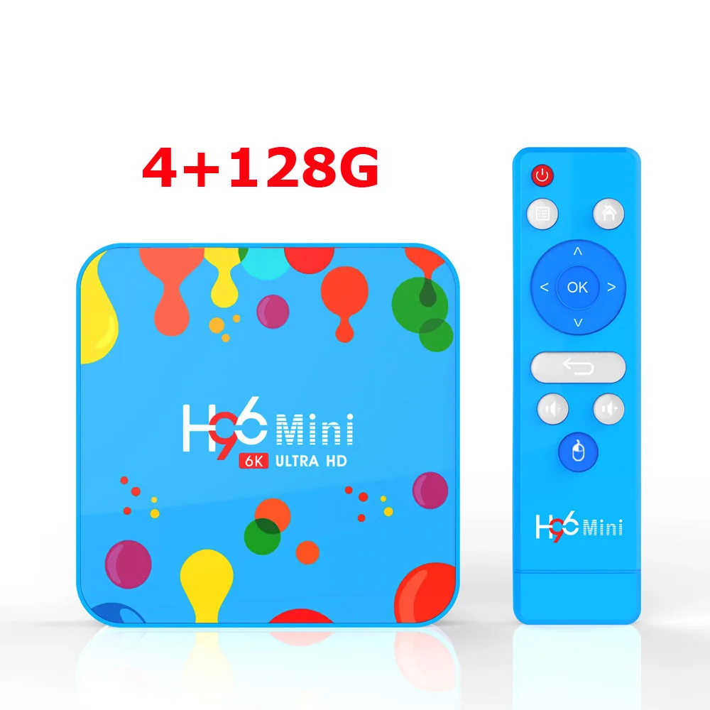 4 ГБ 128 ГБ H96 Мини Android 9,0 ТВ-приставка Allwinner H6 четырехъядерный 6K H.265 Wifi Bluetooth HD Youtube ТВ-приставка поддержка Air mouse I8 - Цвет: 4G128G