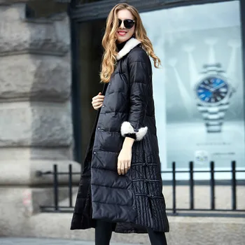 

Real Genuine Leather Jacket Mink Fur Collar Winter Coat Women Clothes 2020 Korean Vintage Sheepskin Down Coat Tops ZT4017