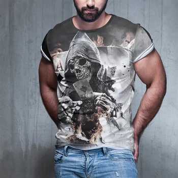 

2020 Hot Sale Women's Men's T-shirt Fashion White Skull Street Print Round Neck Slim T-shirt K100-4xl