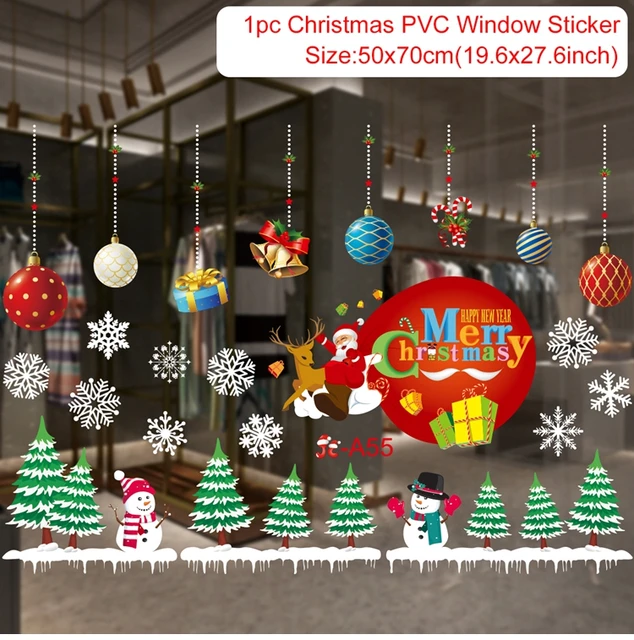 Christmas Window Stickers Merry Christmas Decorations For Home Christmas Wall Sticker Kids Room Wall Decals New Year Stickers 25