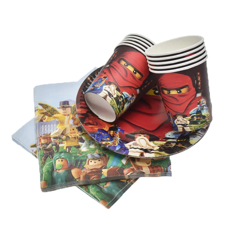 Ninjago тема кекс топперы с палочками Дети Мальчики сувениры День рождения принадлежности для детского душа украшения торт фрукты Топпер - Цвет: 40pcs A Set