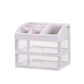 

1PC Plastic Cosmetic 2 Layer Drawer Organizer Makeup Container Desktop Sundry Storage Case