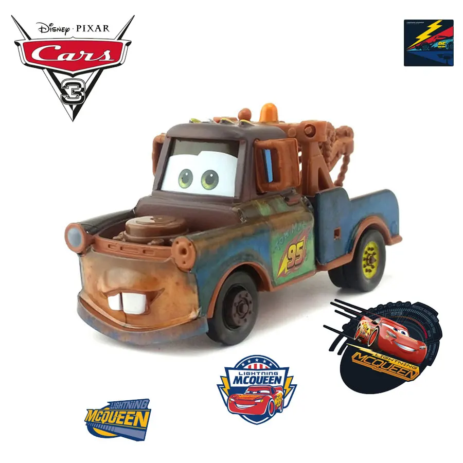 Disney Pixar-coches Mini Racers Rayo McQueen 1:55, coche de fundición a presión, juego de Metal de aleación para niños, juguete de cumpleaños Gif