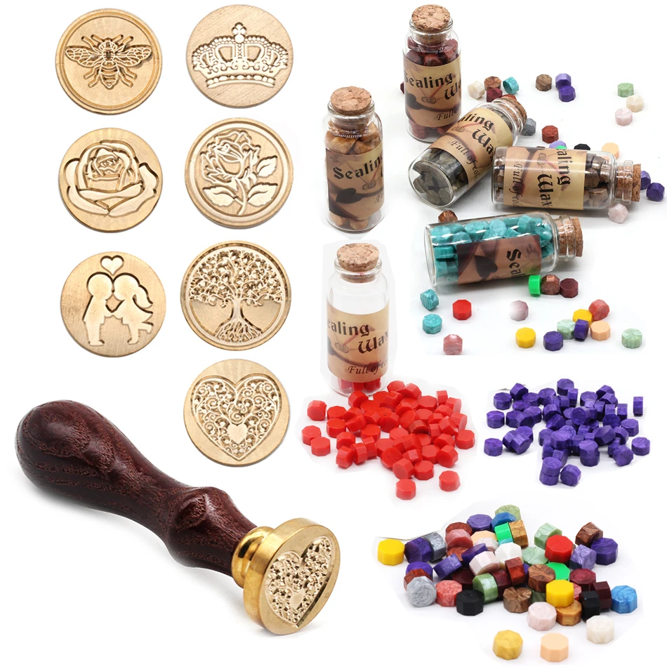 

Retro seal An crown European retro floral lacquer wax seal head mango wooden wedding invitation signature children's toys