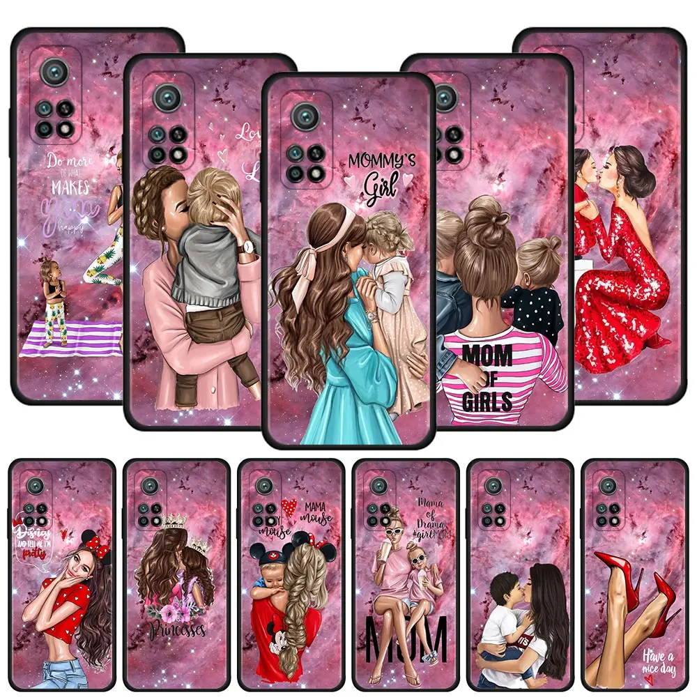 Girl Baby Super Mom Woman Phone Cover For Xiaomi Mi 12 10 10T Pro 5G 12X 11 Note 8 A2 Lite 9 SE 9T CC9E Silicon Shell | Мобильные
