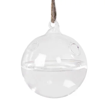 

1pc Hanging Glass Planter Delicate Portable Creative Flower Plant Container Round Glass Plant Pot for Home Office Garden