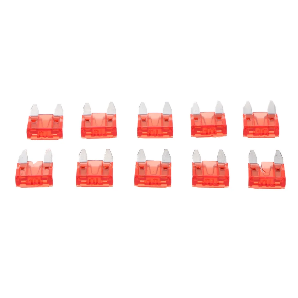 Car Fuses Kit Mini 10A Blade Fuse Red for Auto Car Truck Replacement 10 Pieces