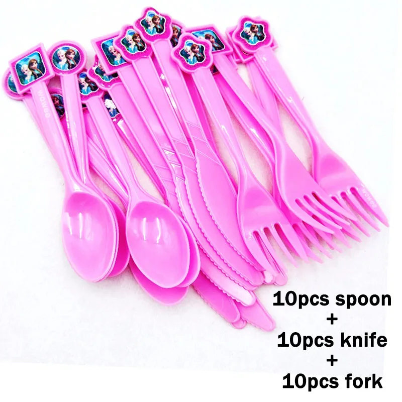 10Spoon10Fork10Knive 180*108 см вечерние скатерти с изображением Эльзы и Анны из мультфильма «Холодное сердце» для вечеринки в честь Дня Рождения - Цвет: 10Spoon10Fork10Knive