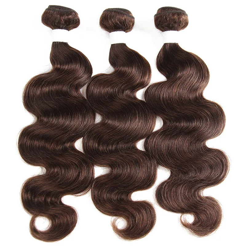 Волнистые бразильские человеческие волосы, пряди X-TRESS, предварительно окрашенные, не Реми, человеческие волосы для наращивания, каштановый пучок волос - Цвет: #4