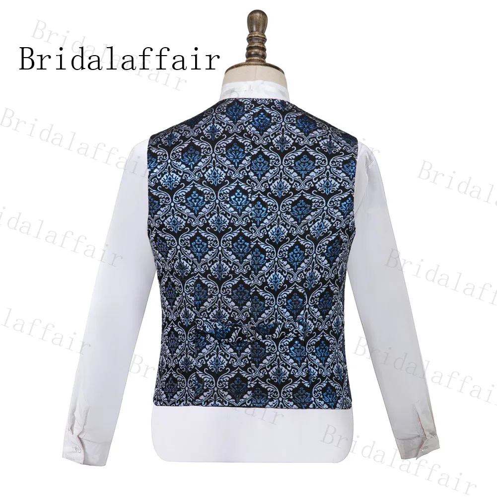 Bridalaffair итальянская мода синий меч цветок Jacqaurd Нежные мужские костюмы высокого качества Свадебный Жених парадный смокинг вечерние костюмы