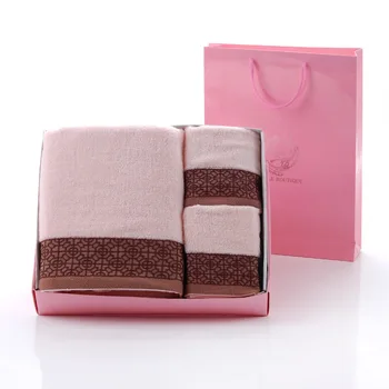 

Pure Cotton Window Decoration Bath Towel Covers Gift Gift Box 3 Pieces 2 Towels +1 Bath Towel