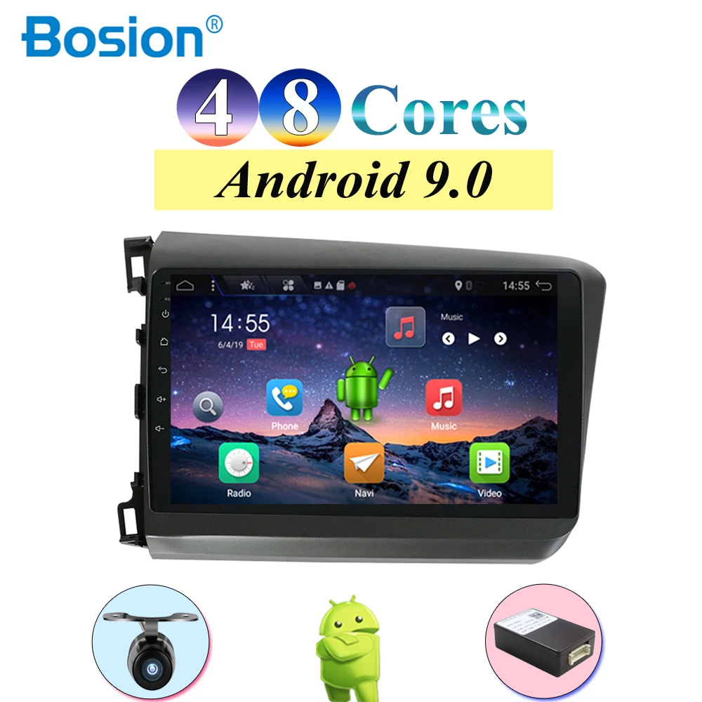 Perfect Car Multimedia Player Android 9.0 Fit For Honda civic 2012-2015 2din car radio gps navigation Bluetooth OBD DAB 4G Wifi SWC Map 0