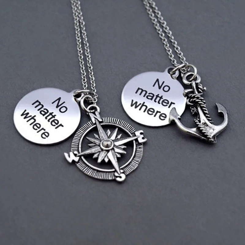 2 шт. якорь и компас независимо от того где ожерелье с подвеской в Знак дружбы на