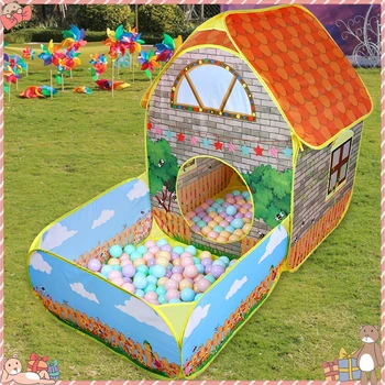 

Kids Children Gift Pop Up Tents House With Courtyard Garden Crawling Folding Tent House Boys Girls Play Tent Ball Pool