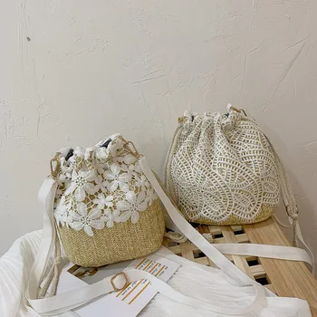 

High-quality Small Bag Korean Summer Lace Braided Shoulder Bag Fashion Bucket Bag Low-cost Promotion New Handbags Type Style