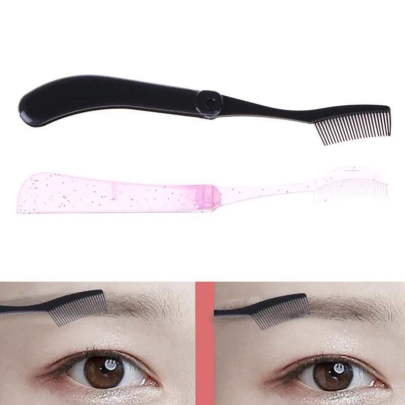 NEW Folding Plastic Eyebrow Comb Mascara Separator Eyelashes Extension Brush Beauty Makeup Cosmetic Tools Accessories