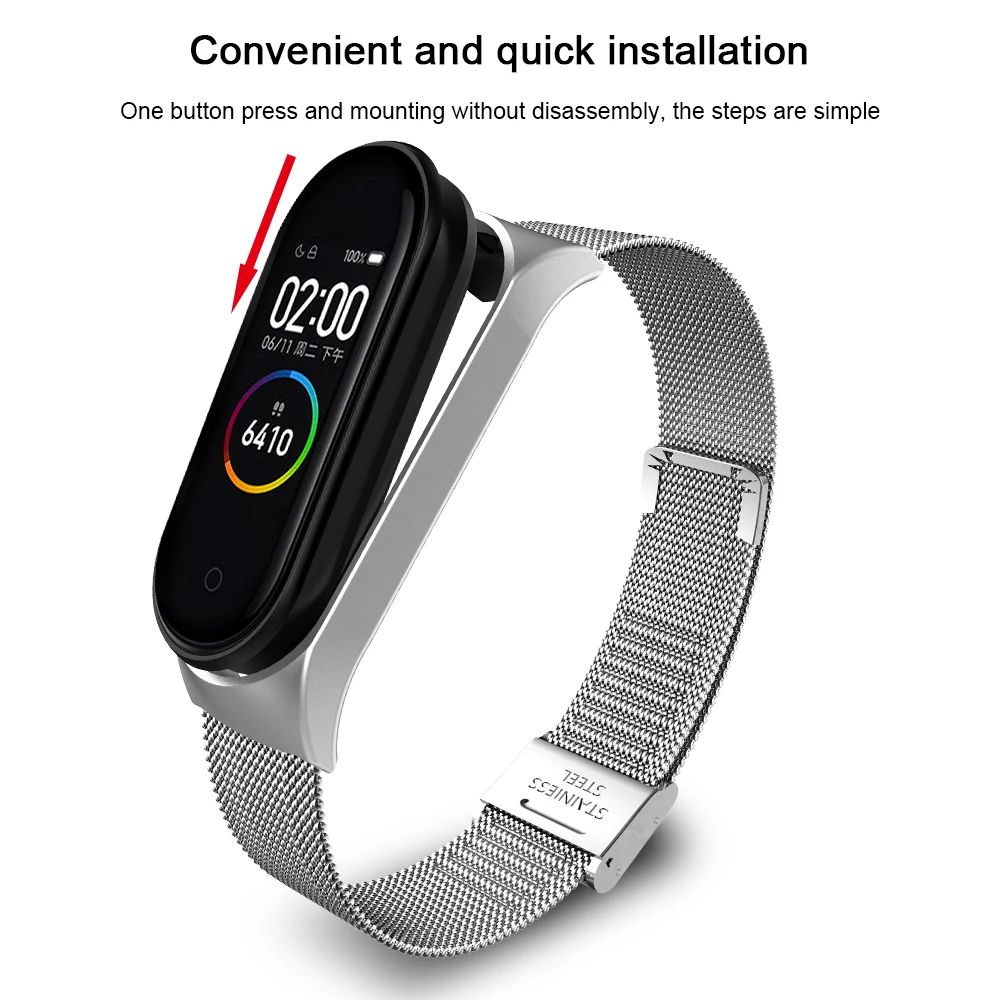 Браслет из нержавеющей стали для Mi Band 4 3 металлический наручный ремешок XiaoMi
