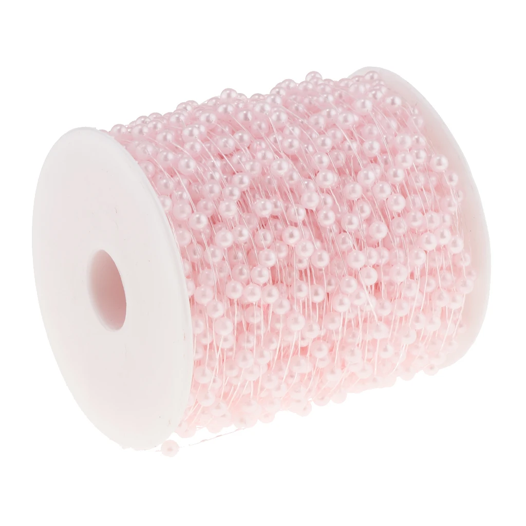 60m /197ft Crystal Pearl Beads Chain Garland Strands Wedding Party DIY Decor