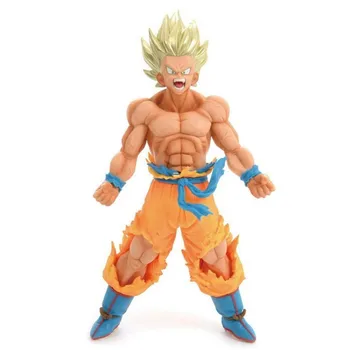 

8" Dragon Ball Z Saiyan Barebacked Son Goku Kakarotto Golden Cat Sticker Original Version PVC Action Figure Toy BOX 18CM X826