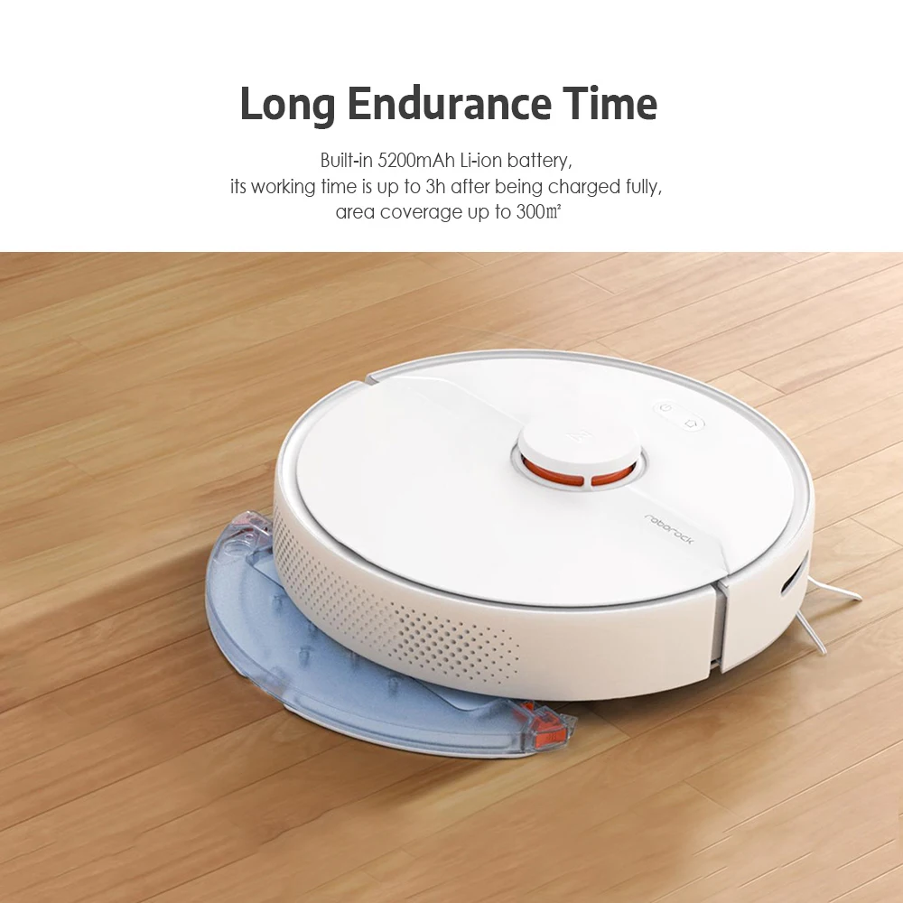 Roborock S6 Pure Smart Sweeping Robot LDS + SLAM Navigation Mode 5200mAh 2000Pa Power 460ml Dustbin