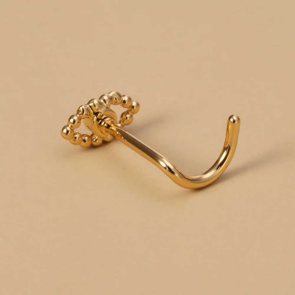 1PC 20G Surgical Steel nose rings for Women Girl Eye Cat Flower Alien Paw Spider Screw Bend Nose Piercing Jewelry Punk Gift