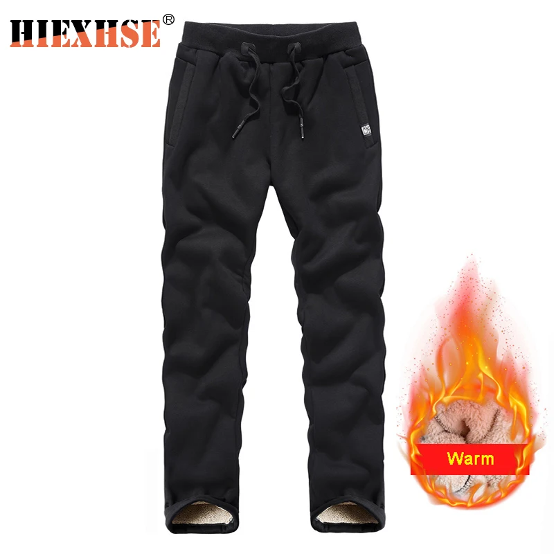 

HIEXHSE 8XL Men Pants Warm Fleece Thicken Joggers Sweatpants Lace-Up Pants Wool Lining Outdoor Winter Snowy Day Trousers L-8XL