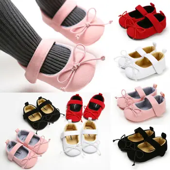 

Shoes Baby Prewalker Soft Sole Sneakers 0-18M Crib Bow Girl Newborn Anti-slip