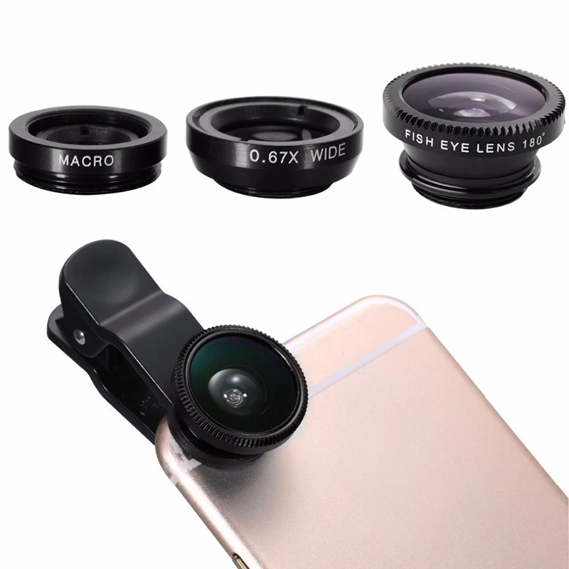 3 в 1 объектив рыбий глаз Камера Наборы универсальный широкоугольный Макро Рыбий глаз для iPhone 11 Pro XS MAX XR X 8 7 6s Plus Ojo De Pez Movil