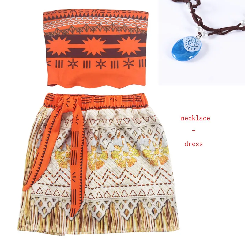 Новая одежда для маленьких девочек, маскарадное платье принцессы Моана для детей, Vaiana, вечерние платья для девочек на Рождество с ожерельем, костюмы