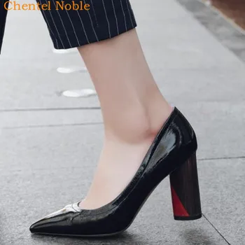 

brand Chentel Ladies Designer Shoes Women black Leather Red brown Heels Pigalle Fashion Wedding Shoes Women Pumps 35-39 size