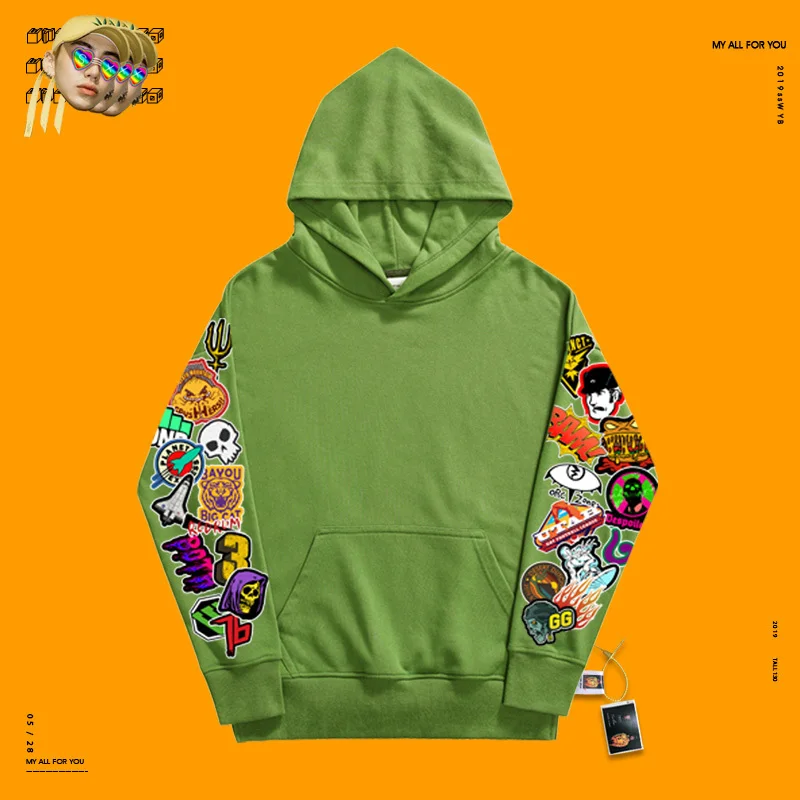 Long-sleeved clothes one piece slim hoodiescustom hoodies Double sleeves funny cartoon print fashion pile fabric leisure coat