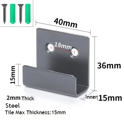 15mm Steel Black 10 шт. настенное крепление матовый нержавеющий зажим Кронштейн вешалка дисплей для плитки стекла тяжелый знак панель дисплей анкерный винт - Цвет: 15mm Steel Black