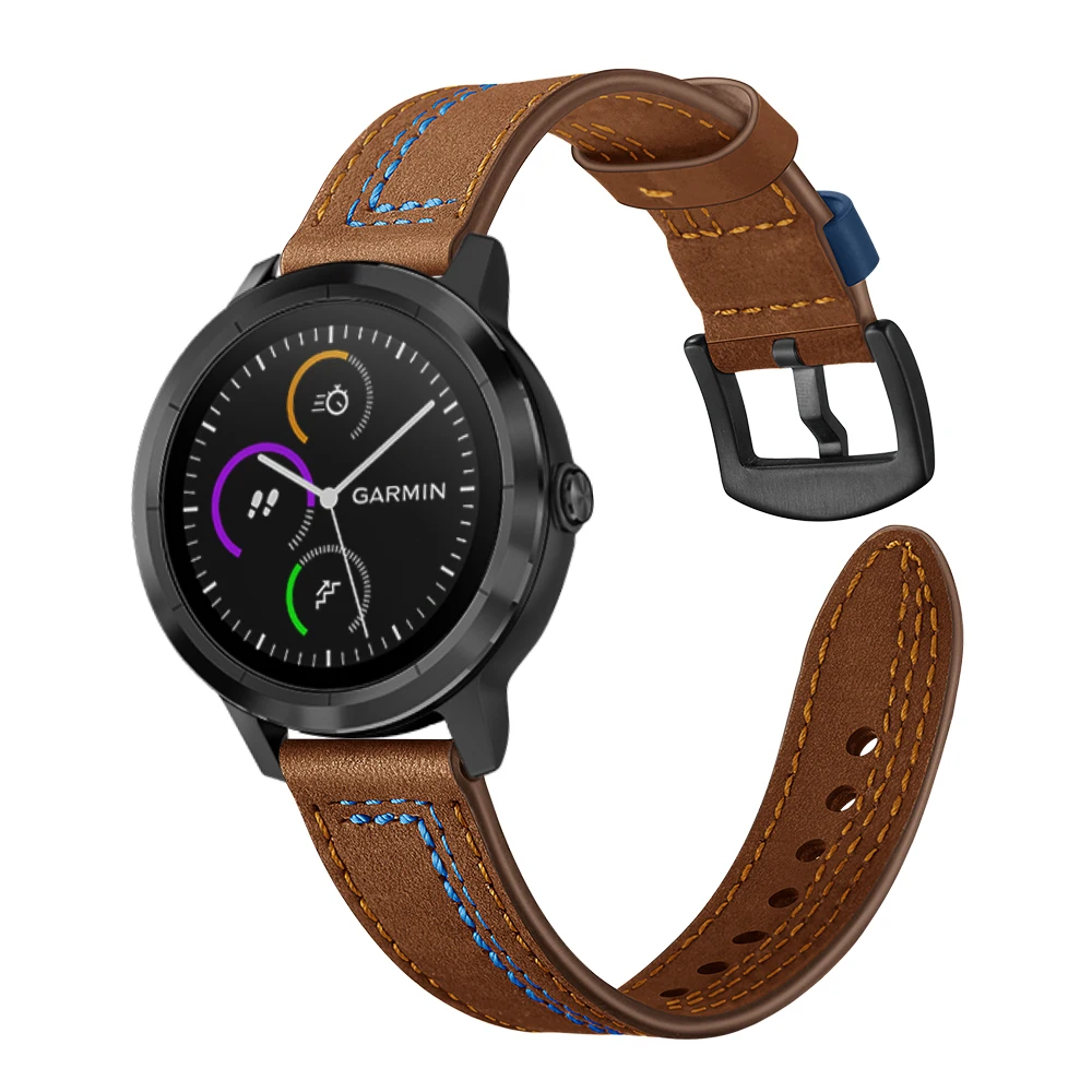 UEBN 20 мм кожаный ремешок для Garmin Venu Vivoactive 3 HR Move 3 Forerunner 245 645 сменный Браслет для часов