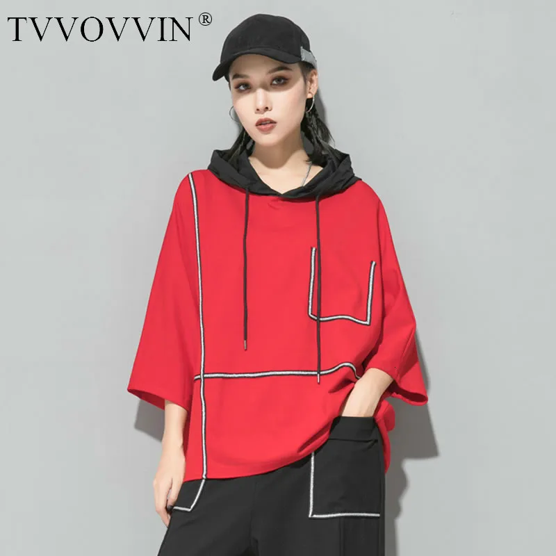 TVVOVVIN, полосатая облегающая футболка, женская мода, новинка, с капюшоном, с воротником, на завязках,, осенняя, элегантная, рукав летучая мышь, Повседневная футболка, L467