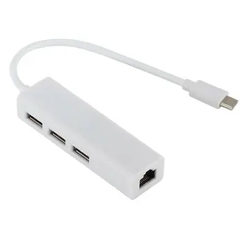 

Multiple USB-C Usb 3.1 Type C to Usb RJ45 Ethernet Lan Adapter Hub Cable Pc with 100M Network for Macbook White Stock 10/100mbps