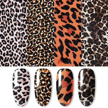 

4PCS/Set 3D Nail Stickers Leopard Nail Foils Self Adhesive Slider Decals For Nail Art Decorations 20CM DIY Designs