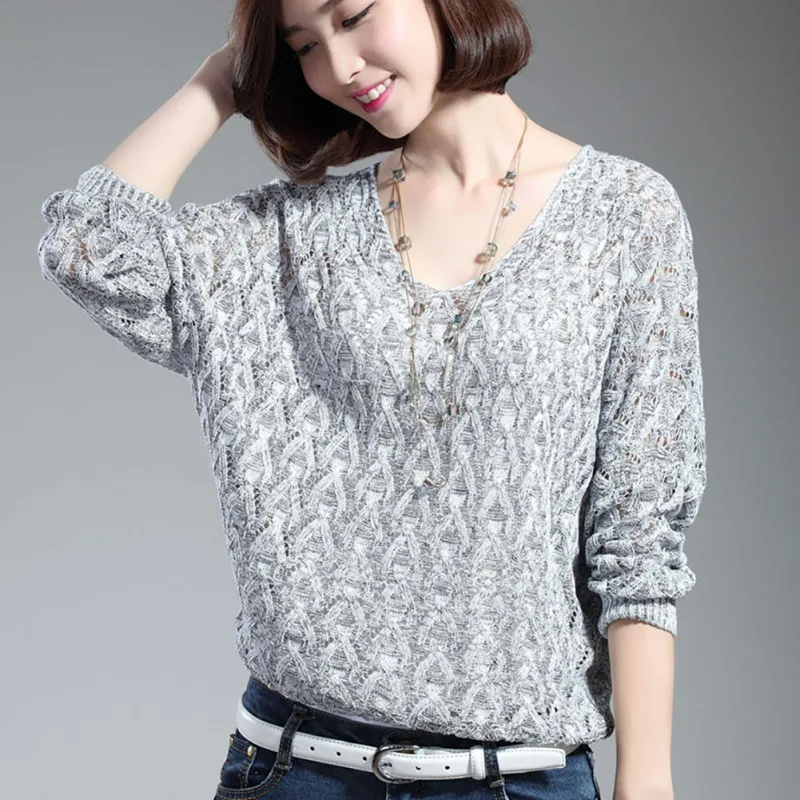 Hot Sale Autumn Women V Neck Sweater Pullover Casual Long Sleeve Fashion Hollow Out Sweater Woolen Knitted Bat Sleeve Sweaters Hot Sale Autumn Women V Neck Sweater Pullover Casual Long Sleeve Fashion Hollow Out Sweater Woolen Knitted Bat Sleeve Sweaters