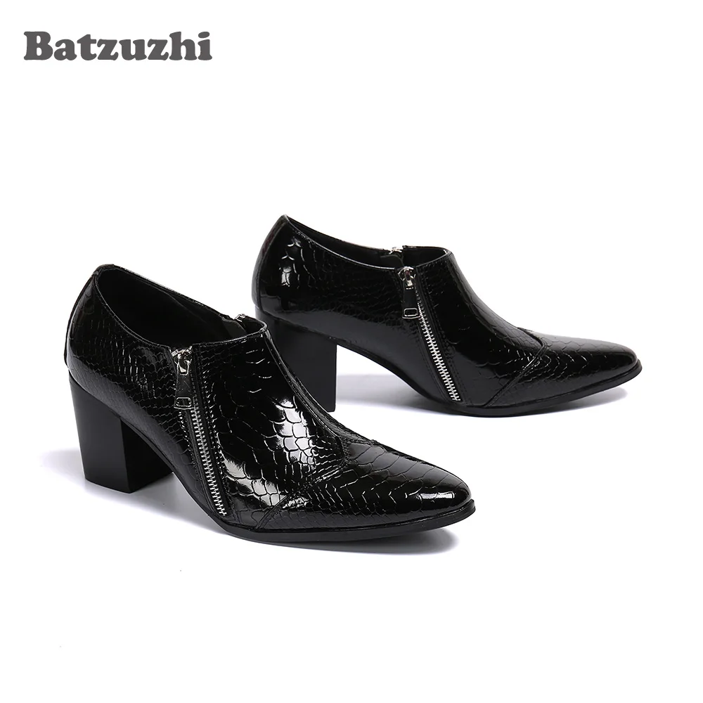 Classic Pointed Toe Men High Heels 6/8CM Leather Shoes Dress Shoes Black  Summer Male Casual Business Party Shoes,Heel-6CM-39 : Amazon.ca: Clothing,  Shoes & Accessories