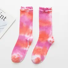 5 пар, женские хлопковые носки, галстук-краска, градиент, Радужный пузырчатый манжет, чулочно-носочные изделия