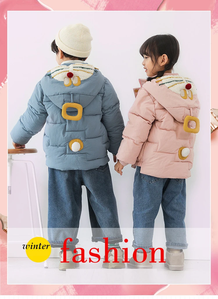 Children Boys Girls Jacket Autumn Winter Jacket Baby Toddler Coat Kids Warm Hooded Outerwear Clothes