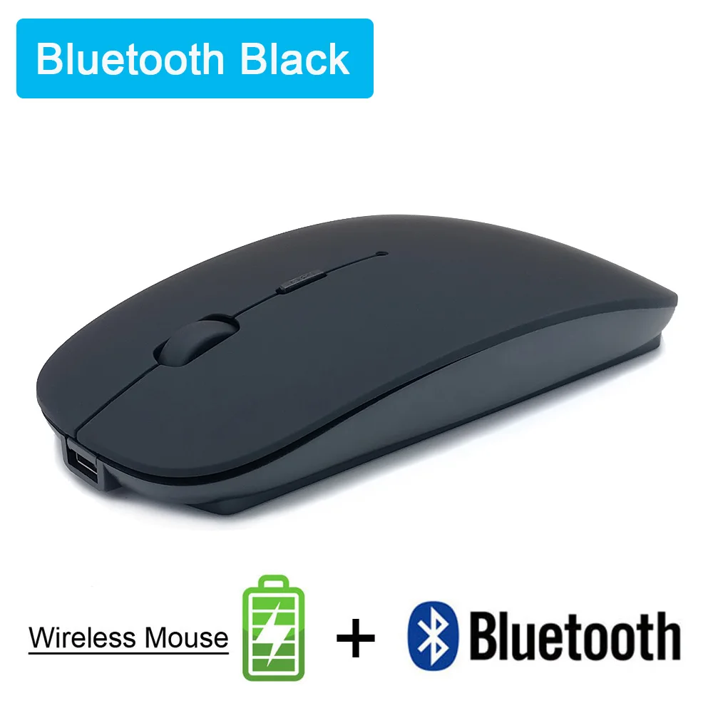 Bluetooth Бесшумная беспроводная мышь перезаряжаемая Встроенная батарея 2,4 ГГц USB компьютерная мышь для ПК ноутбука - Цвет: Bluetooth Black