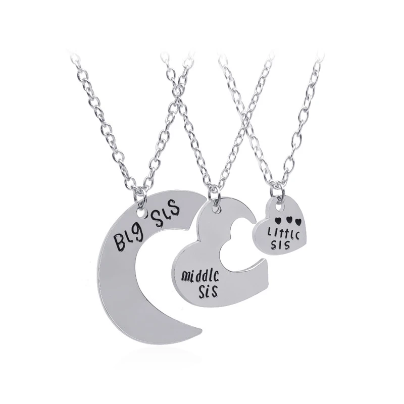 3 Pcs Best Friend Necklaces Set For Women Star Moon Pendant Chain Necklace Bff Choker Girl's Gift Rhinestone Letter Necklaces - Окраска металла: 3pcs 0054