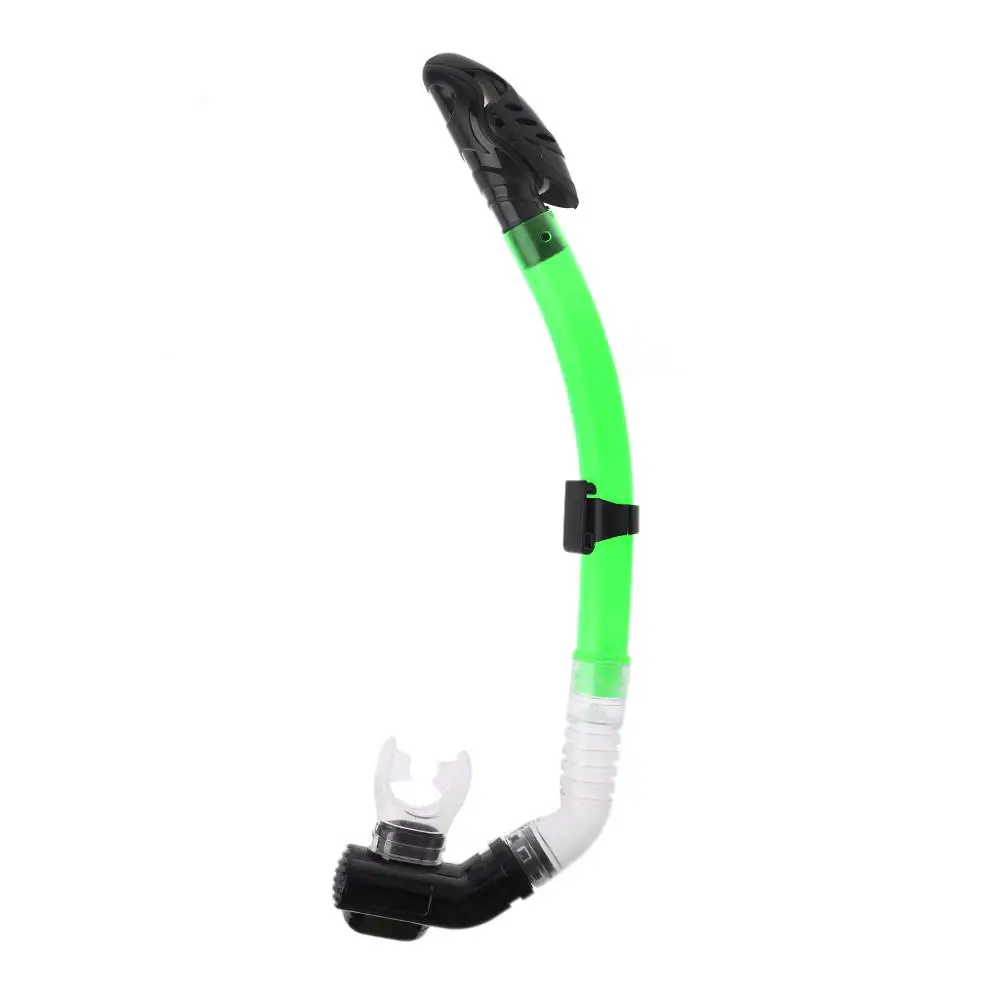 Полностью сухая силиконовая трубка для подводного плавания, плавающий мундштук, дыхательная трубка для дайвинга, регулируемый держатель для подводных видов спорта - Цвет: Зеленый